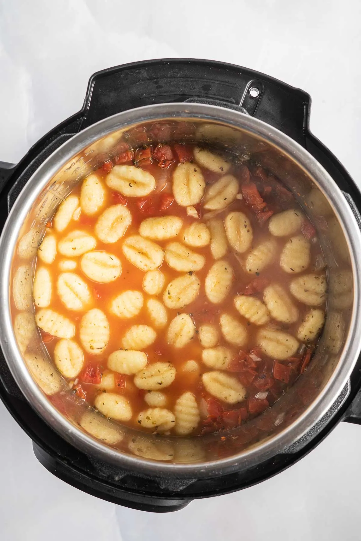 Tomato gnocchi soup in an instant pot.