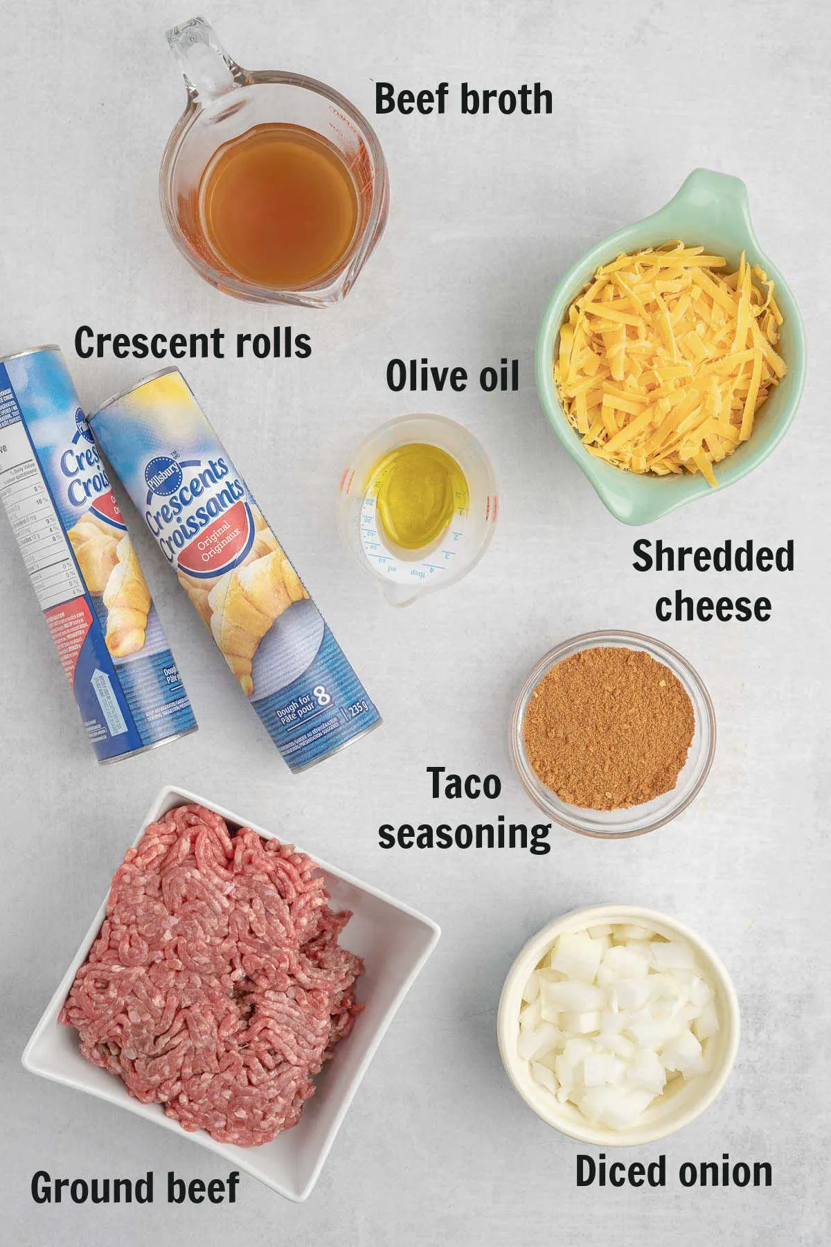 Ingredients to make taco rings.