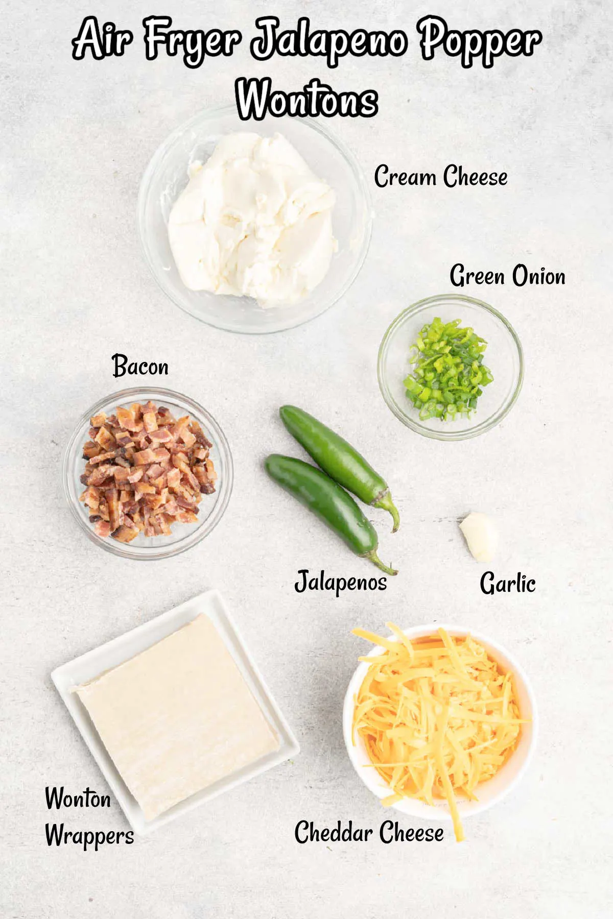 Ingredients for jalapeno popper wontons.